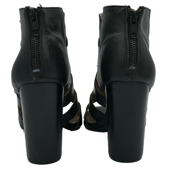 Kelsi Dagger Balldance Leather Peep Toe Bootie Side Cutouts & Chunky Heel Size 8 - Picture 5 of 7